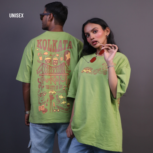 Streets of Kolkata Oversized T-shirt | Unisex (Pista)