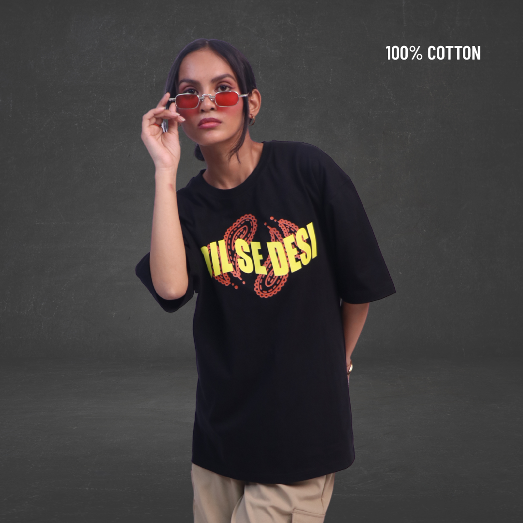 Dil se Desi Oversized T-shirt | Unisex (Black)