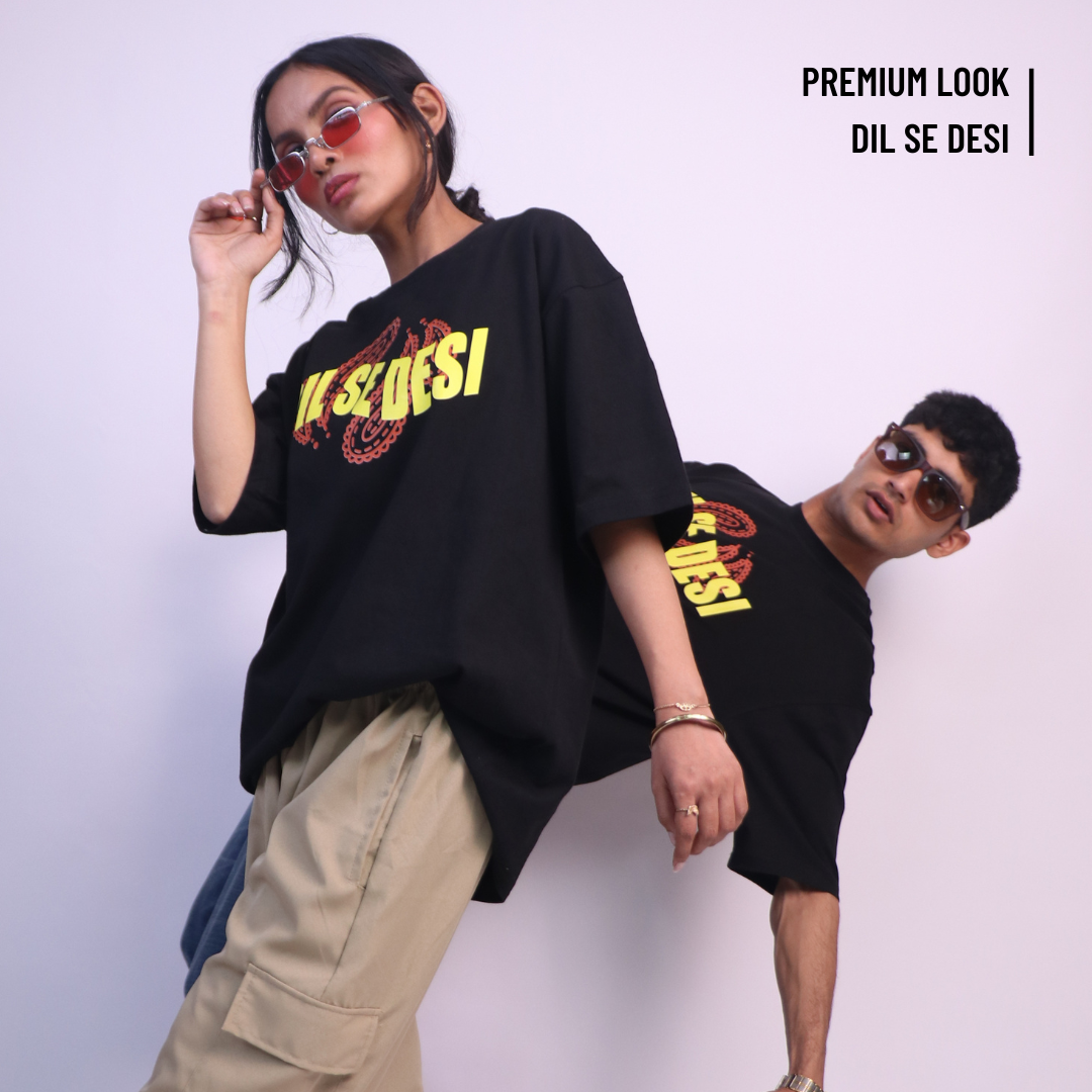 Dil se Desi Oversized T-shirt | Unisex (Black)