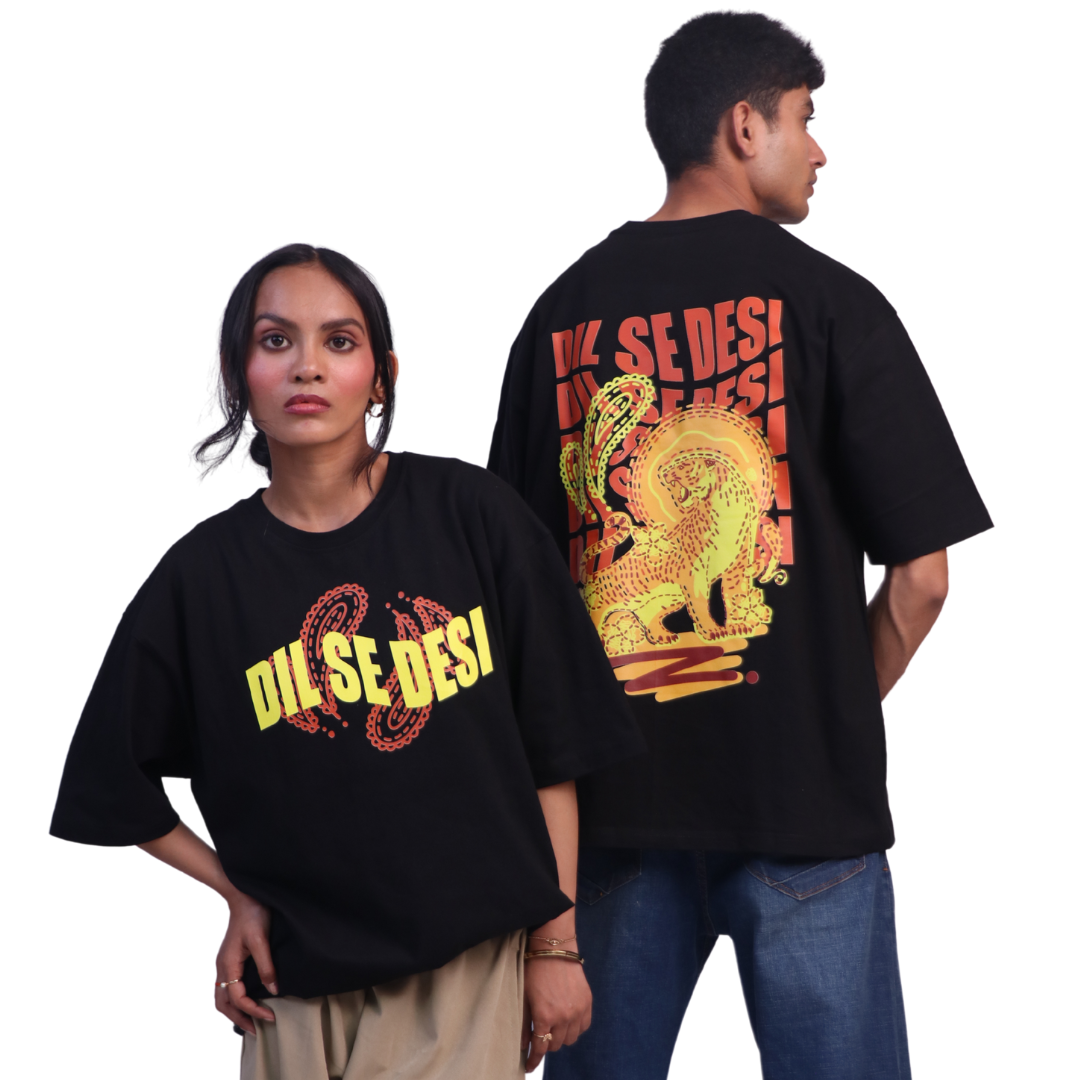 Dil se Desi Oversized T-shirt | Unisex (Black)