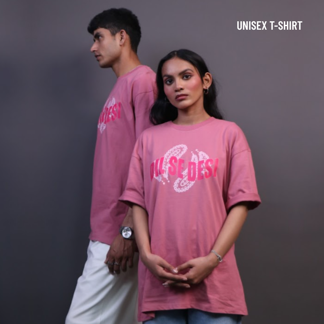 Dil se Desi Oversized T-shirt | Unisex (Onion Pink)