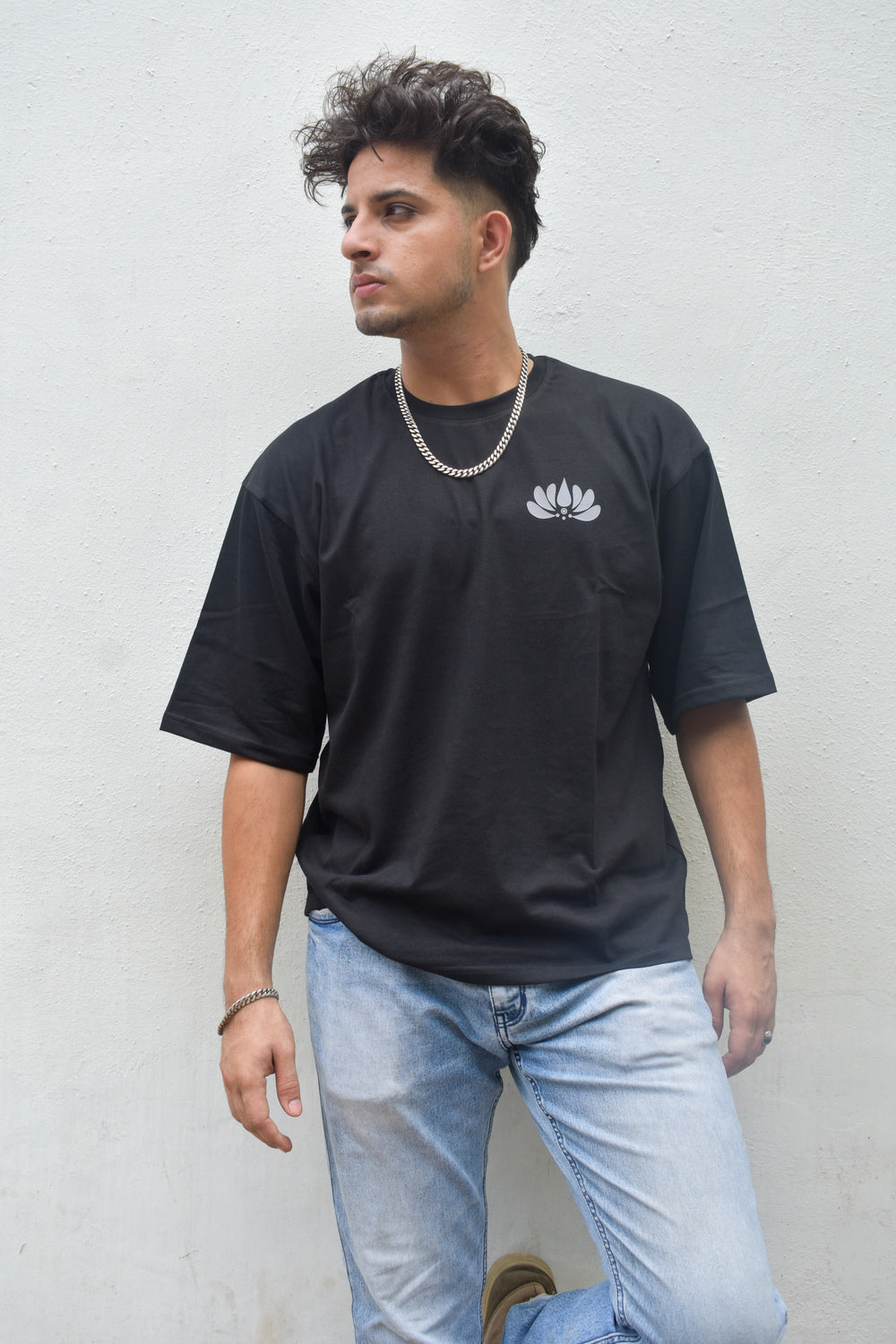 Black Color Unisex 220 GSM Cotton Oversized T-shirt inspired from the Aipan Art of Uttrakhand