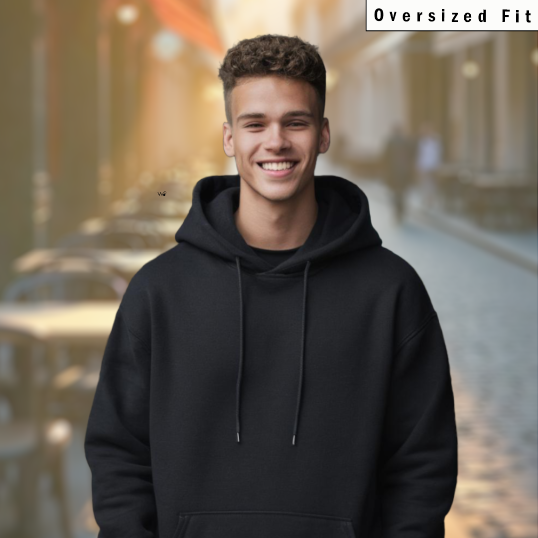 Men 100% Cotton Black Hoodie | Offer Code: PRE100